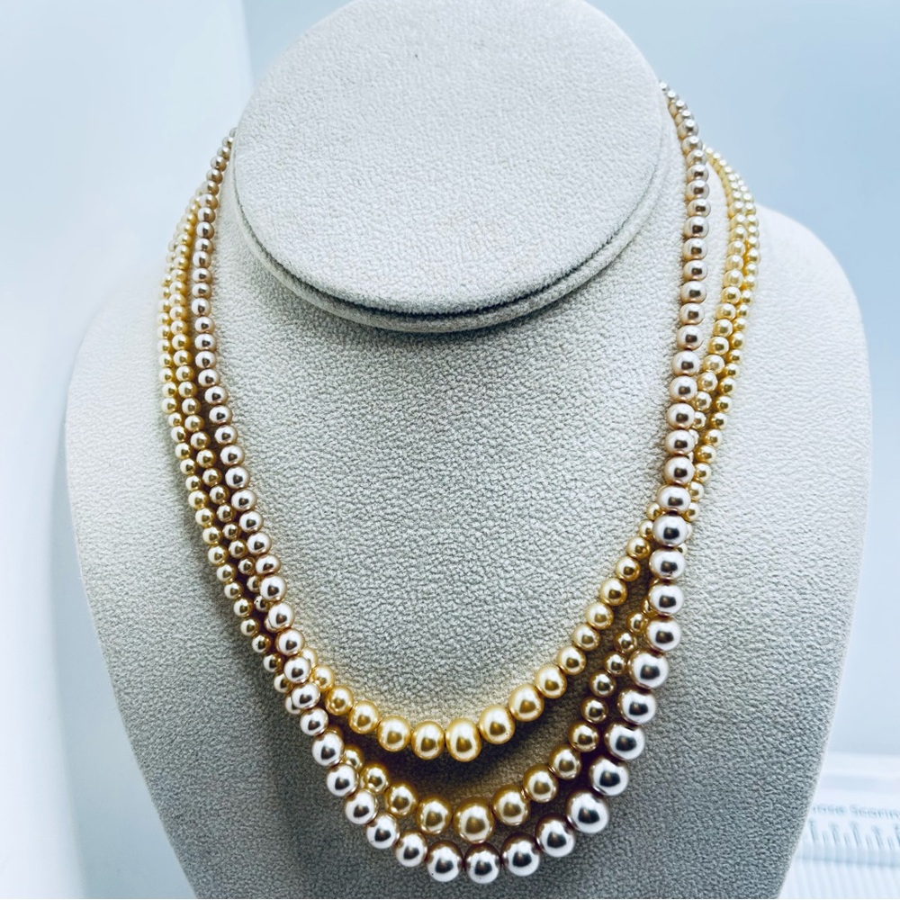 Vintage Sterling Clasps Two Cream Pearl Necklaces Lot